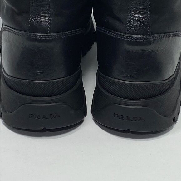Prada Brixxen 38 Shearling-Lined Leather & Nylon Hiking Boots size 37.5 - Picture 7 of 13